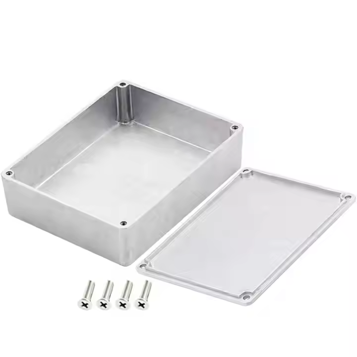 Aluminum enclosure with screws, rectangular open box