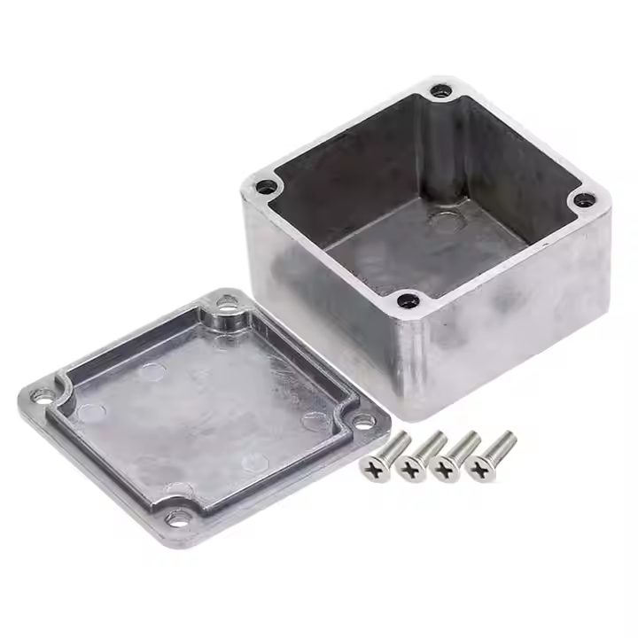 Small square aluminum enclosure with screws included