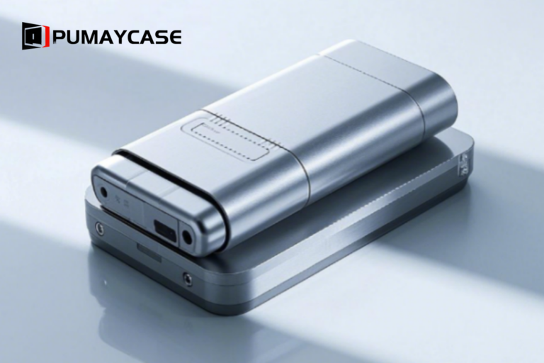 Sleek aluminum enclosure, portable and modern design for electronics