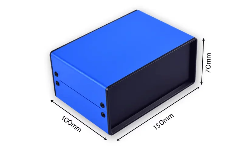 Blue Enclosure Box Blue aluminum electronic enclosure with compact design