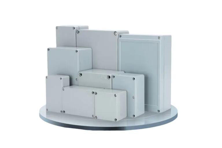 Stacked aluminum enclosures, various sizes for electronic applications