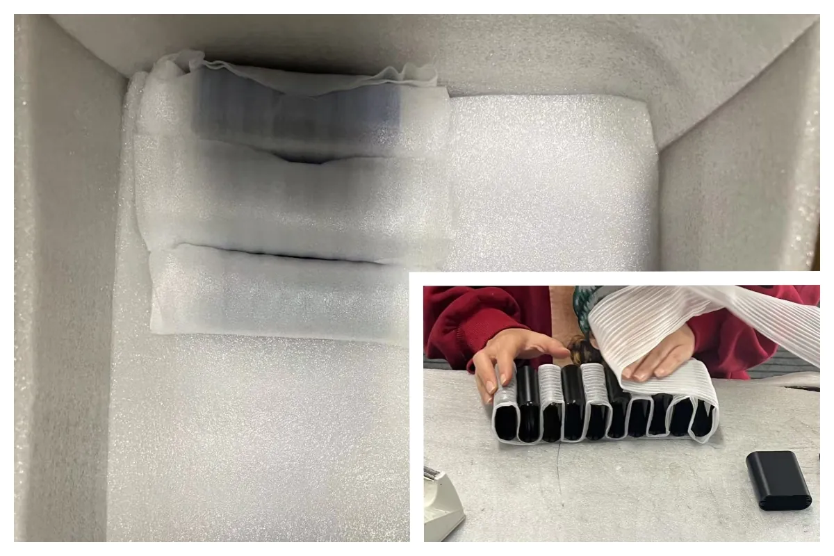 Protective foam packaging for electronic enclosures to ensure safe shipping.
