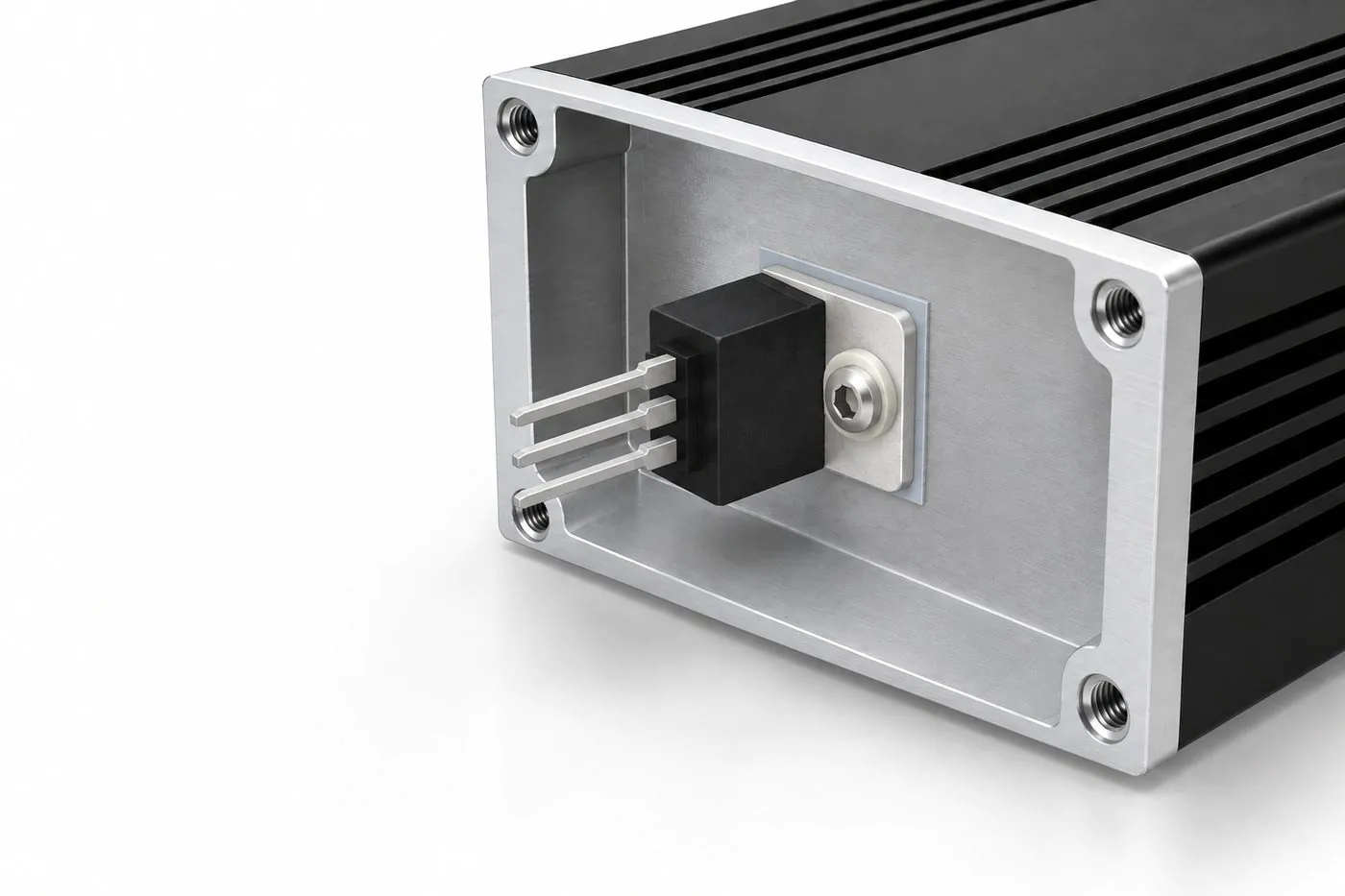 Mounted power-device interface showing the contact layer and aluminum mounting land