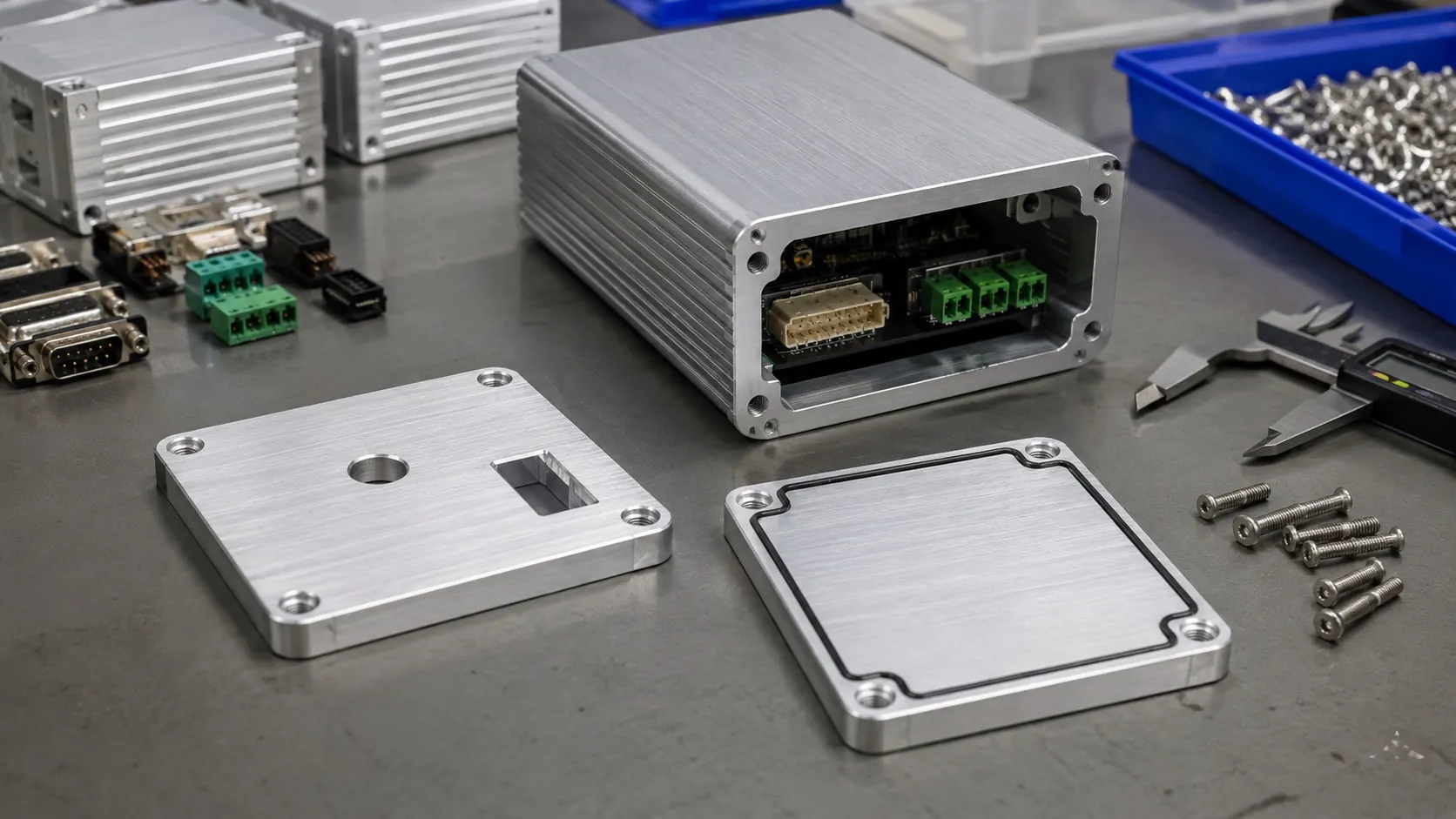 CNC machined aluminum enclosure end plates for small batch production