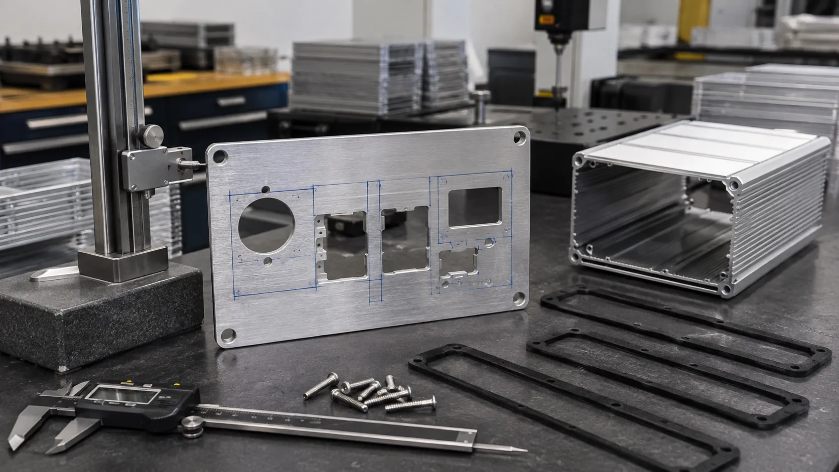 custom aluminum enclosure end plate inspection before CNC machining