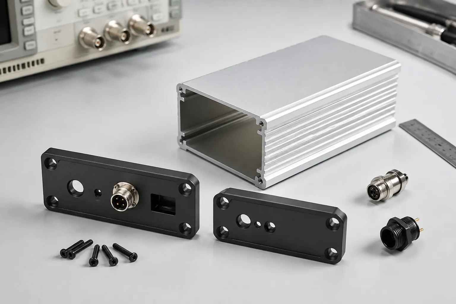 standard extruded aluminum enclosure body with customized sensor end plates