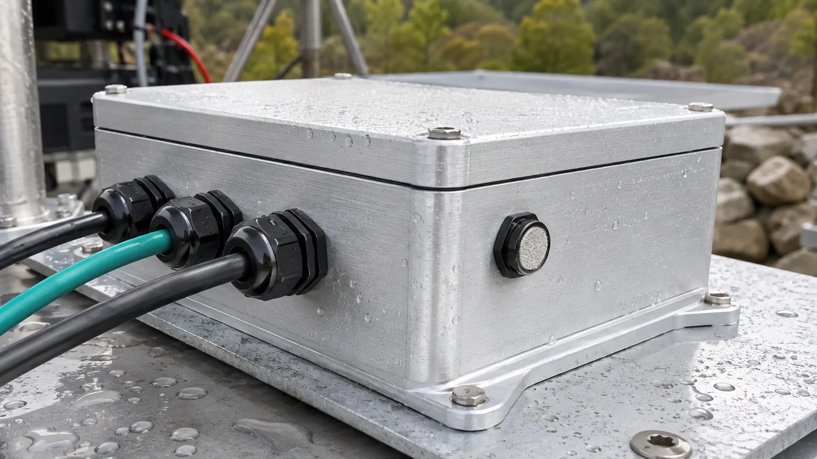 waterproof aluminum enclosure with pressure vent for outdoor electronics
