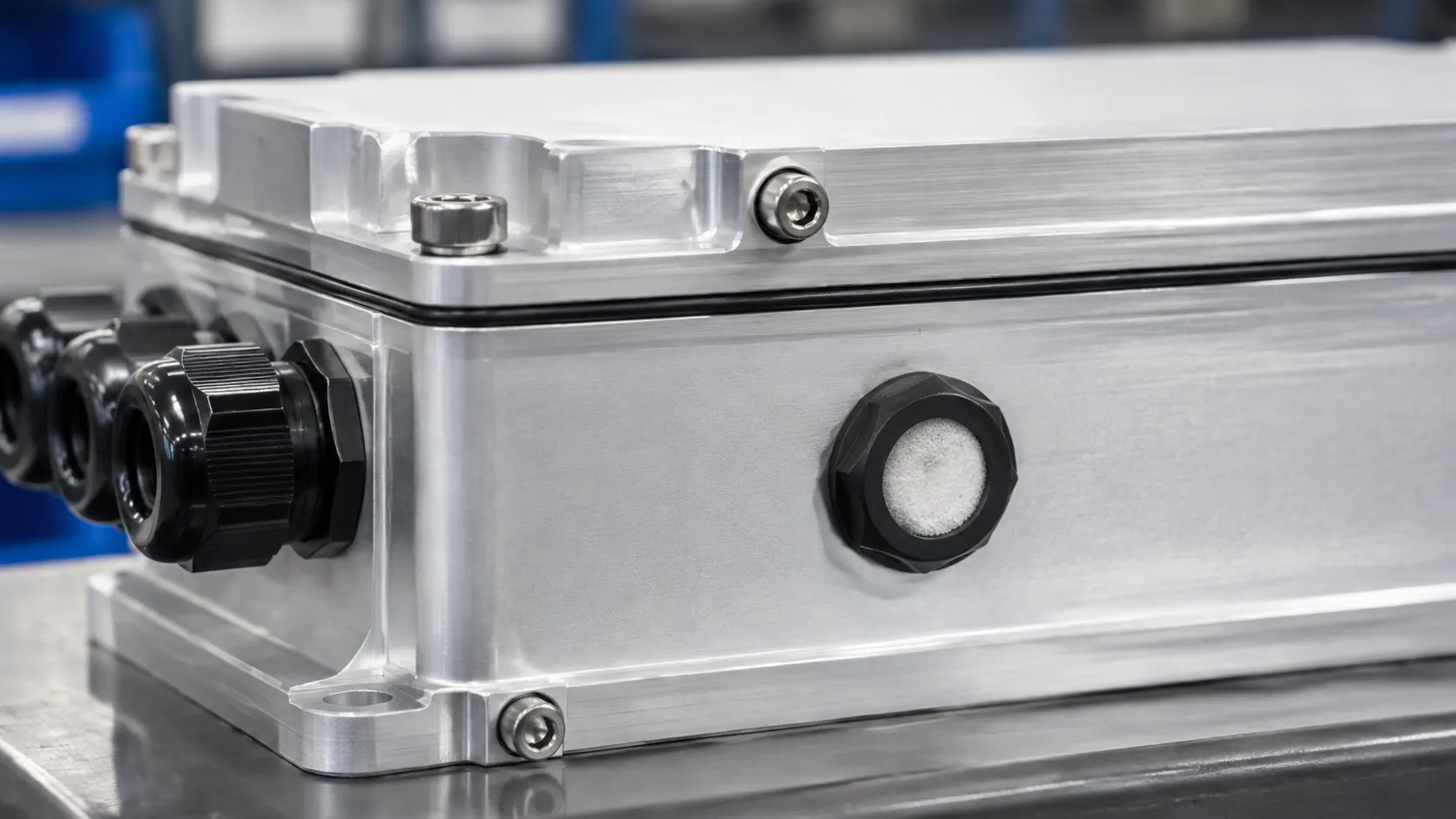 protective vent installed on waterproof aluminum electronics enclosure