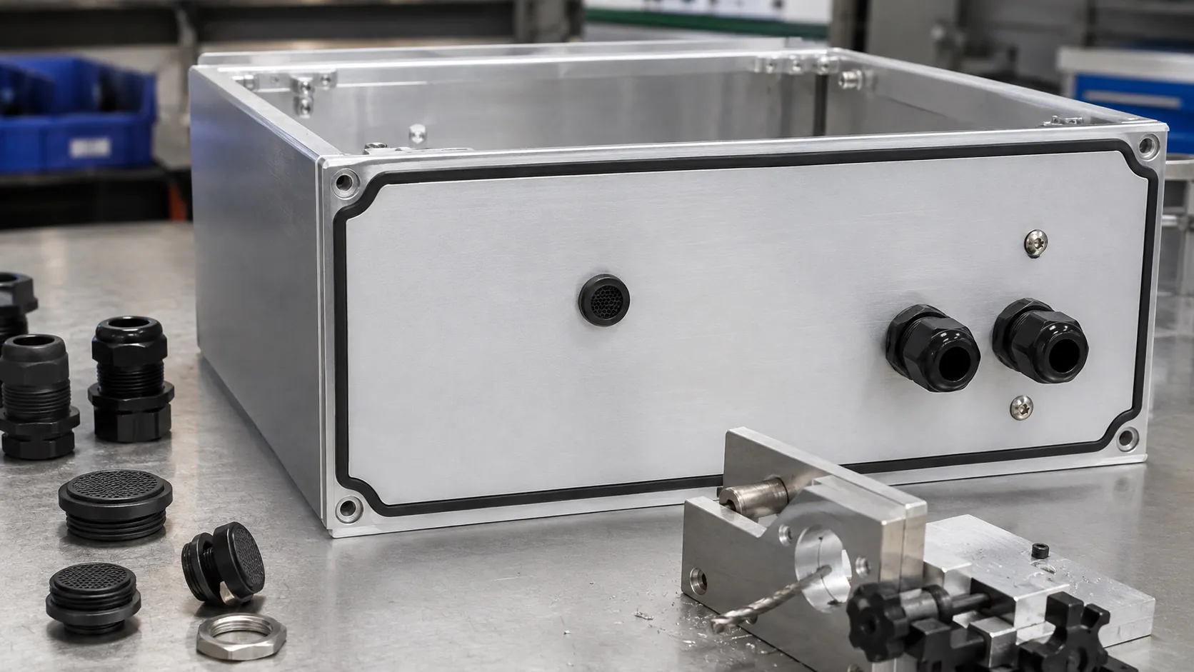pressure vent placement on outdoor waterproof aluminum enclosure wall