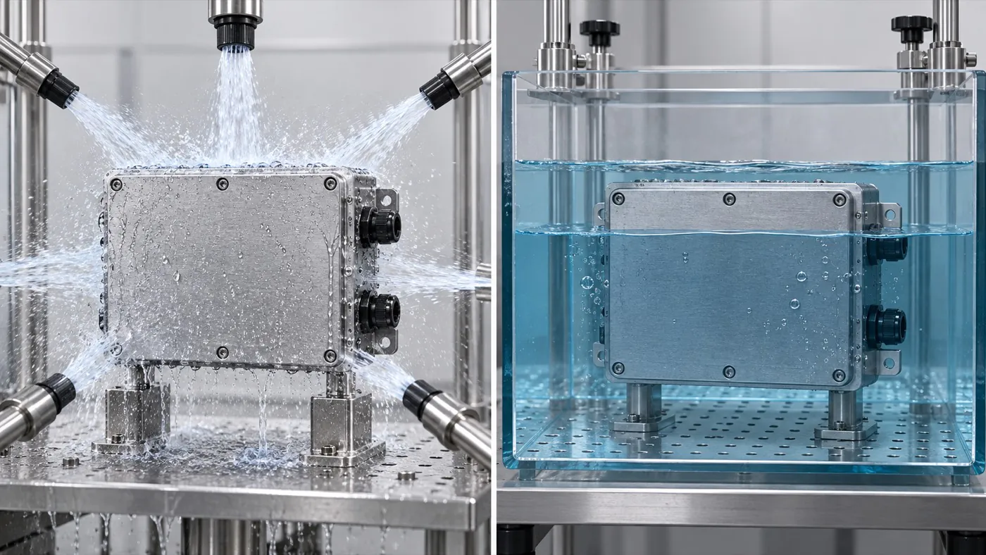 Comparison of water-jet exposure and temporary immersion around aluminum enclosures